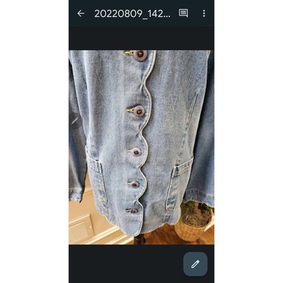Vintage Roaman's Scallop Blue 100% Cotton Long Sleeve Buttons Front Jacket 20W - Picture 3 of 10